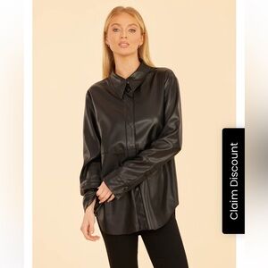 DOLCE CABO Faux Vegan Leather Button Up Shirt SIZE Small NWOT